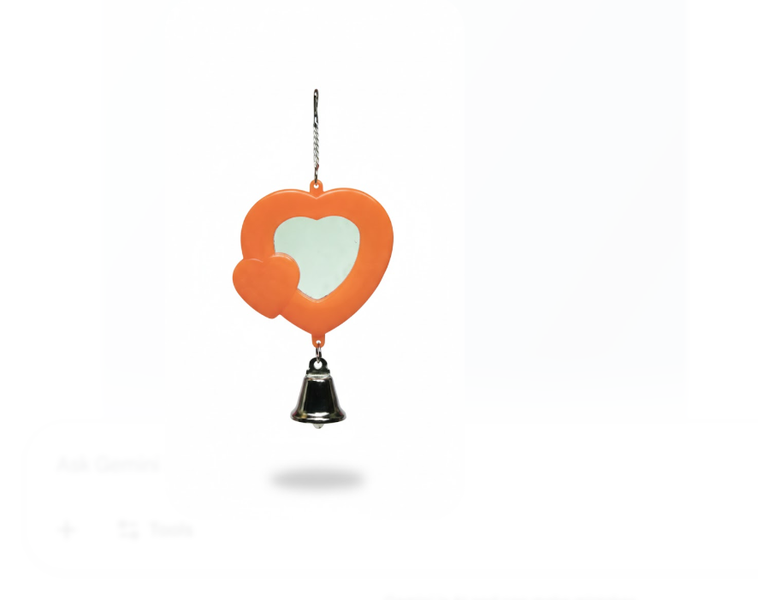 Up 1 Sided Bird Heart Shape Mirror With Bell x 2