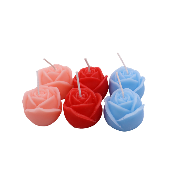 6 Pieces Aroma Rose Shaped Scented Candles (2xRed, Blue, Pink)