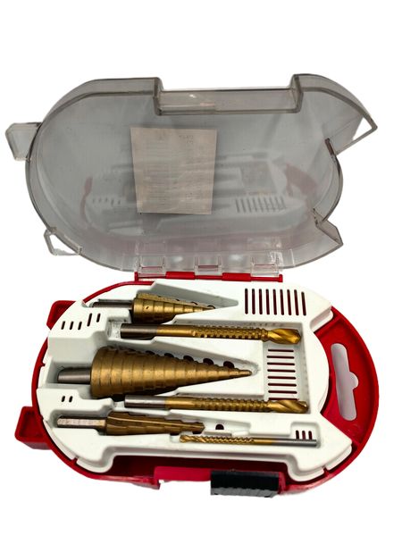 6 Piece Titanium Step Drill Bit Set 4-32mm HSS Hex Shank for Metal Wood
