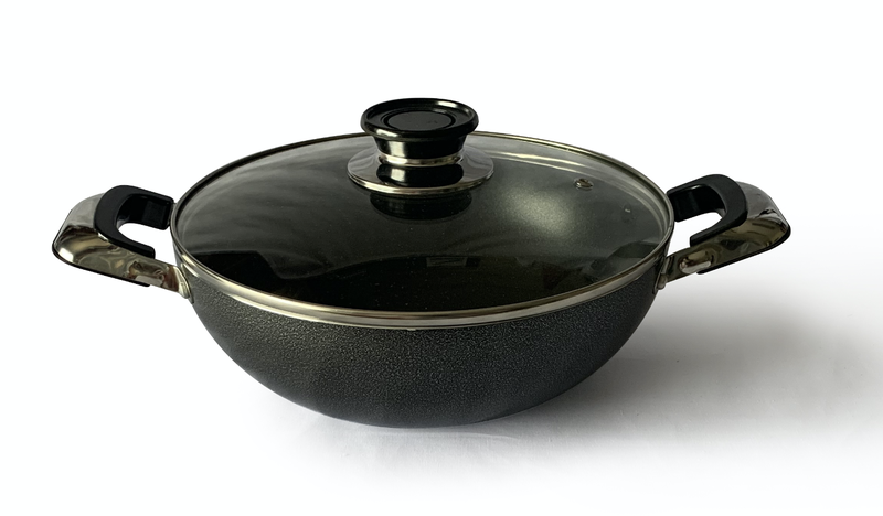 Real Chef Non Stick Wok Pot Grey