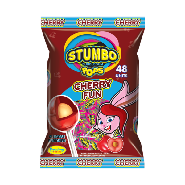 Stumbo Lollipops - Cherry Fun (Pack of 48's Lollipops)