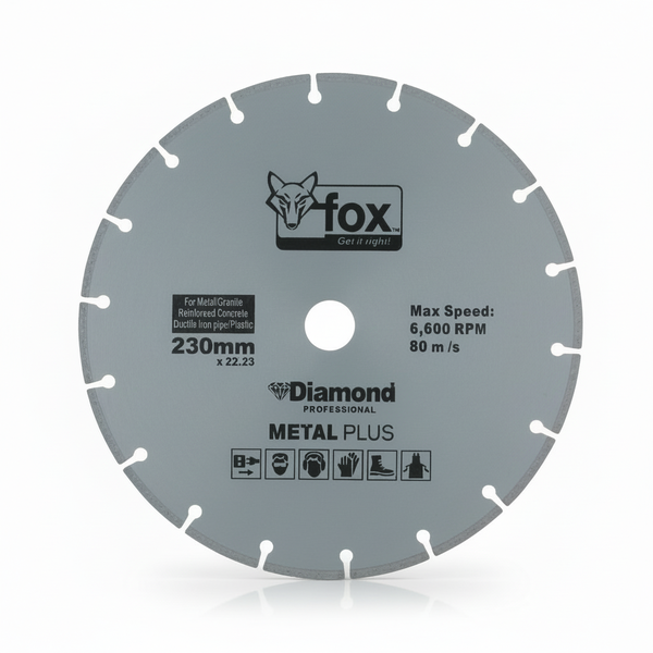 Fox 230 mm Diamond Cutting Disc for Metal - Durable Segmented Design