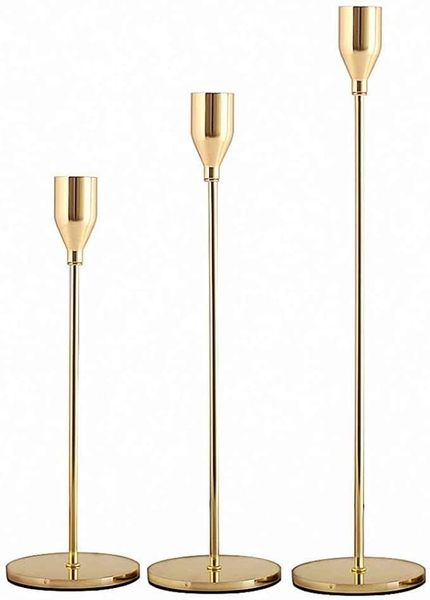 Gold Dinner Tap Candle Holders 3 Piece