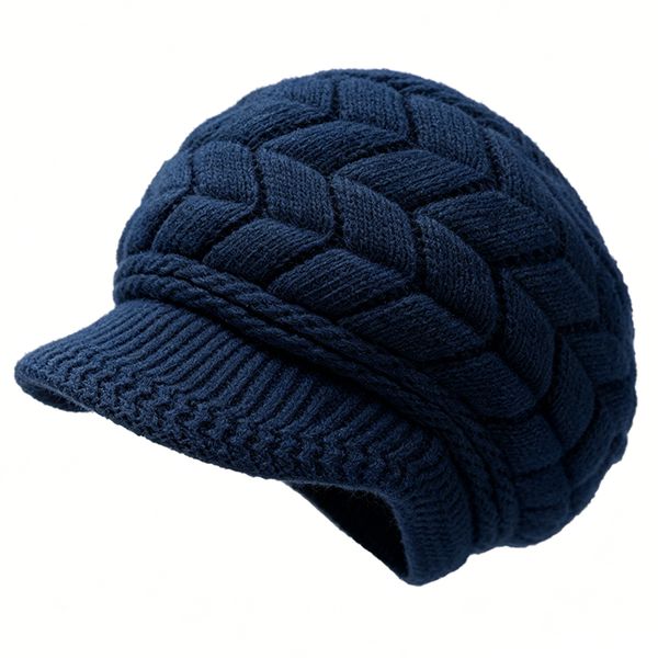 Women Winter Warm Knit Hat Wool Snow Ski Caps with Visor