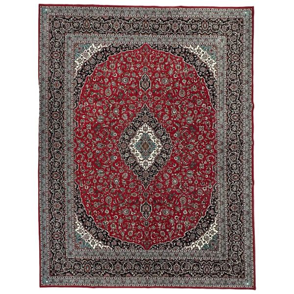 Traditional Red Persian Kashan Medallion Design Large 400 x 300 cm Rug