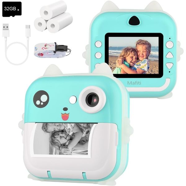 Kids Camera Instant Print, 48MP Photo 1080P Video 32GB Card