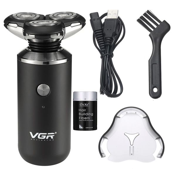 VGR - Professional Triple Head Mens Shaver &amp; Hair Building Fibers