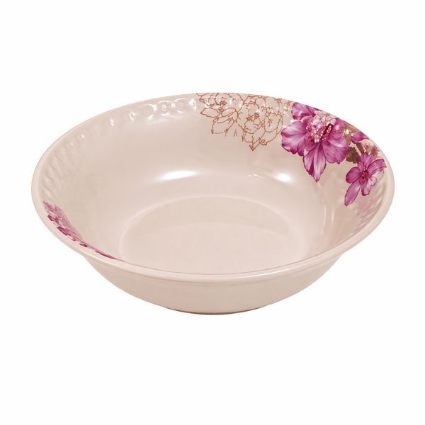 6 Piece Plastic Cereal Bowl Set - Lightweight Floral Dinner Bowls
