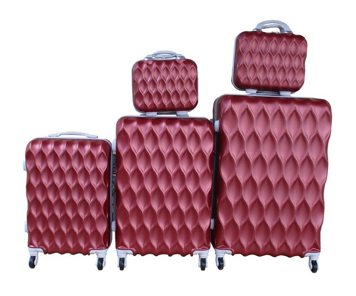 5-Piece ABS HardShell Luggage Set Burgundy with Spinner Wheels Vanity Cases