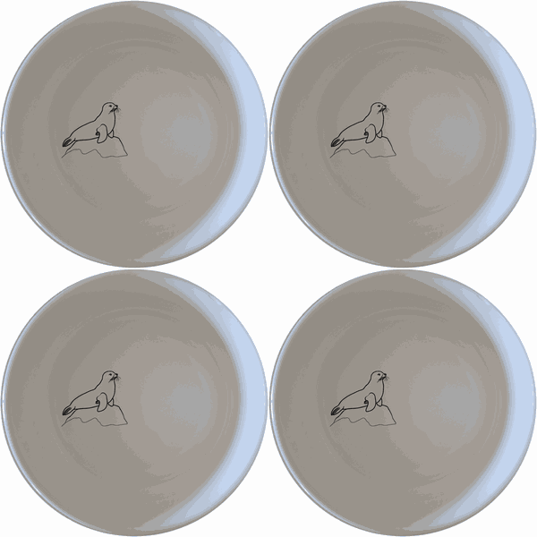 Abstract Harbor Seal Bowl Set of 4 - Range 2