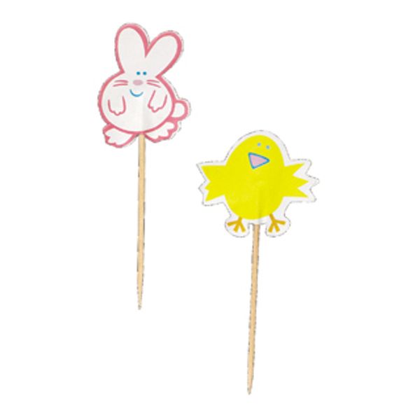 Wilton 24pk Bunnies and Chicks Fun Pix Picks Cupcake Decoration