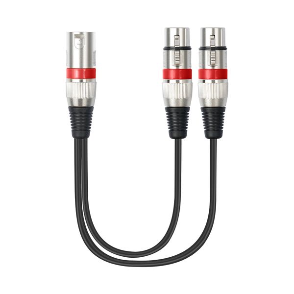 30cm Zinc Alloy 3-Pin XLR 1M to 2F Splitter Cable 4mm OD