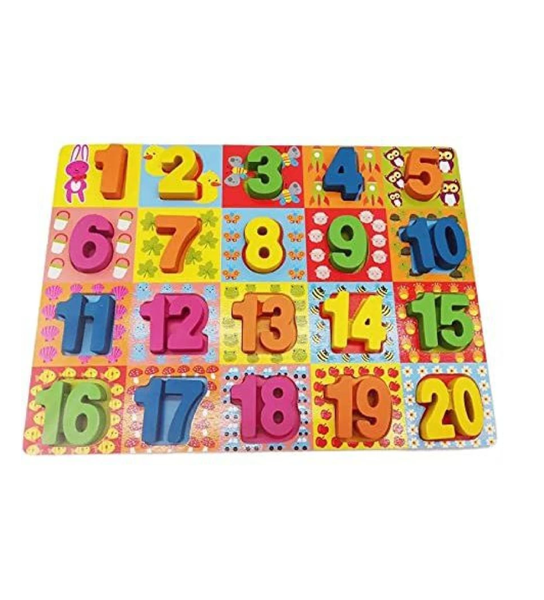 Wooden Number Puzzle Board - 1 to 20 Counting &amp; Matching Toy