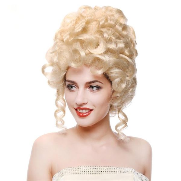 Golden Medieval Court Cosplay Wig Halloween Party Costume Wig