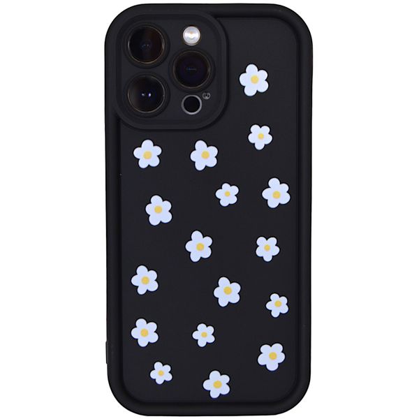 Black - Phone Case with Little White Flower Heads - Iphone 14 Pro Max