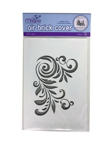 Floral Swirl Design Airbrick Cover - White Acrylic