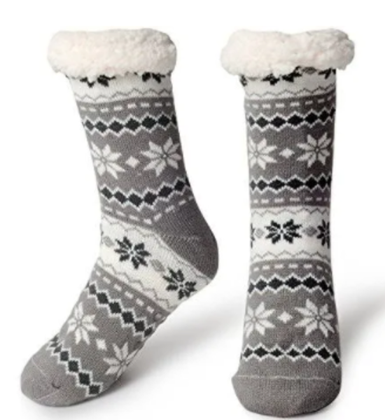 Winter Fuzzy Socks For Women Warm Soft Cozy Fleece Slippers socks - Grey