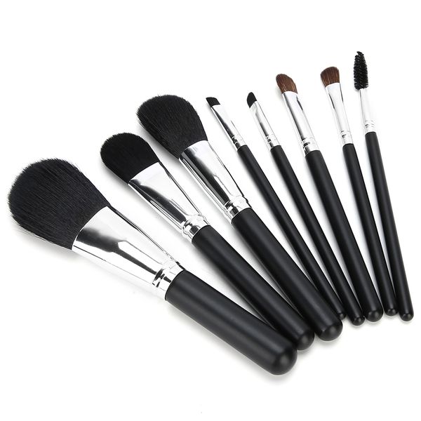 8-Piece Makeup Brush Set with Wooden Handle &amp; Nylon Hair