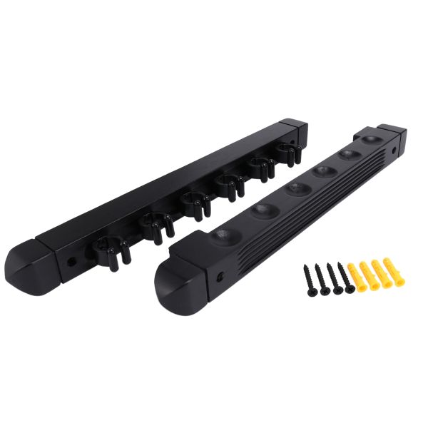 Wall Mounted Hardwood Billiard Cue Rack Pool Cue Rack 6 Clips Black