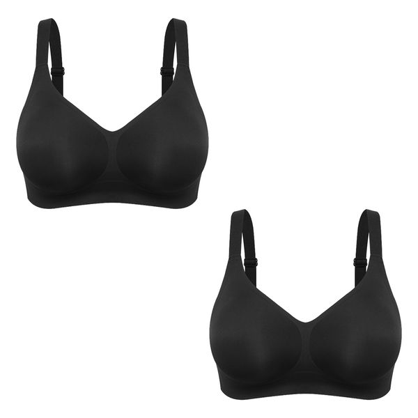 Women's Black Full-Cup Bra Seamless Polyamide Underwear - Pack of 2