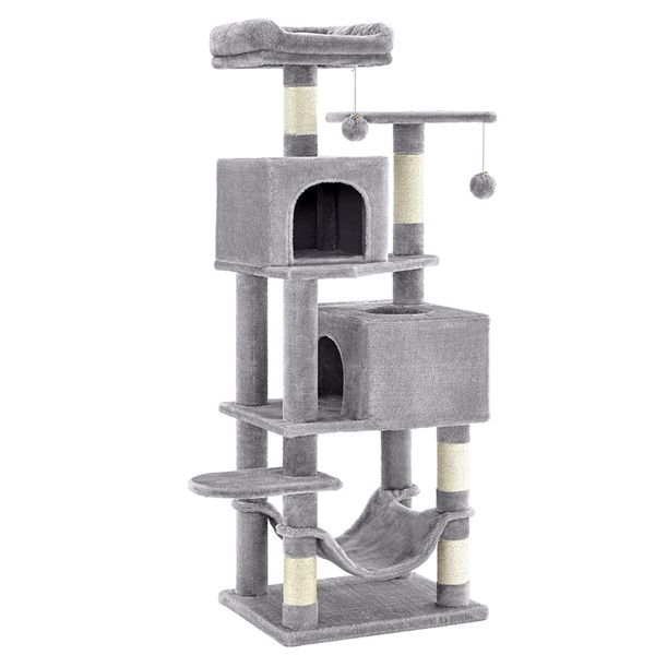 CHEERTAIL 155cm Cat Tree, Plush Multi-Level Cat Condo