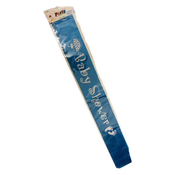 Baby Shower Ribbon Sash- Blue and White