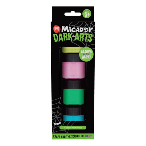 Micador - Dark Arts Glow Paint Pots and Brush - Pack of 4