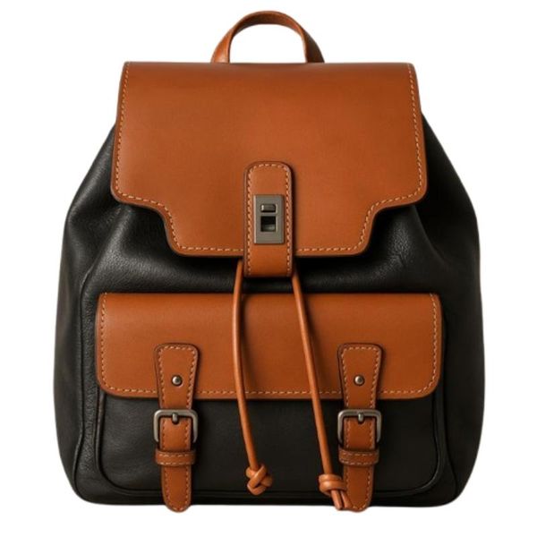 Vintage Classic Brown Travel Faux Leather Backpack for Men and Women