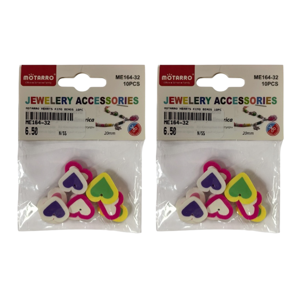 Motarro Hearts Fimo Beads 10PC - 2 Pack