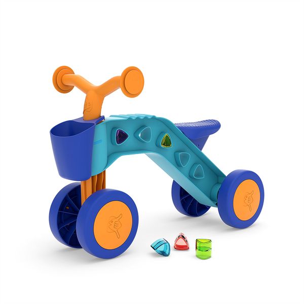Itsibitsi Blocks 4-Wheel Ride-on Incl Basket &amp; Playblocks Blue/Orange