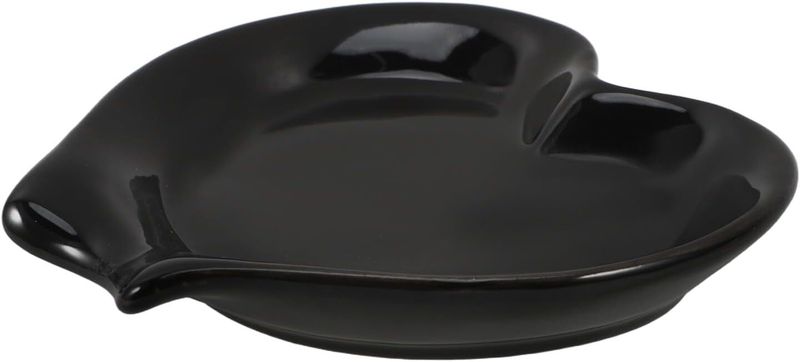Black Ceramic Spoon Rest Porcelain Holder Stove Top Kitchen