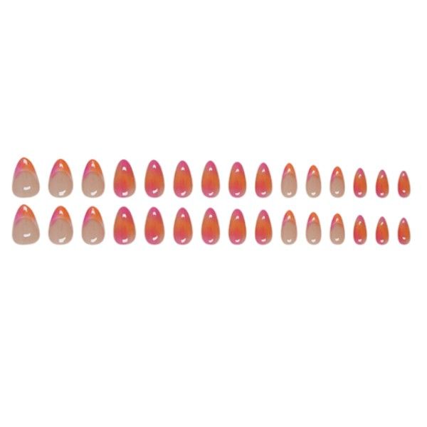 24 Piece - Short Almond Gradient Shaped Press On Nails - Multicolor