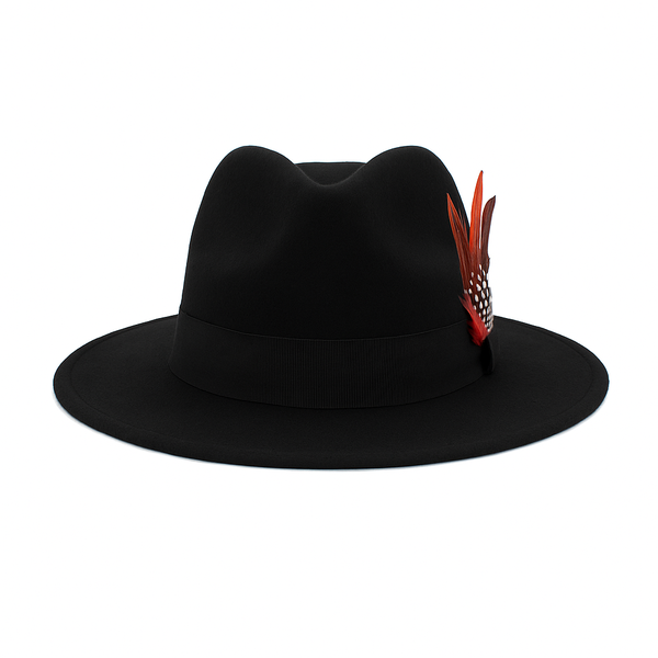 Fedora Wide Brim Hat - Black Sun Protection Stylish 58cm