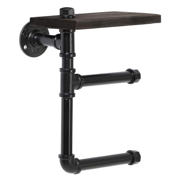 Decor Wall-Mounted Toilet Paper Holder Rack WIth Wooden Shelf - 90cm