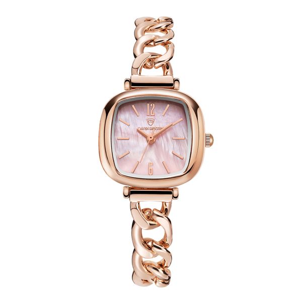 Women's Square Mother-of-Pearl Dial Rose Gold Chain Bracelet Quartz Watch
