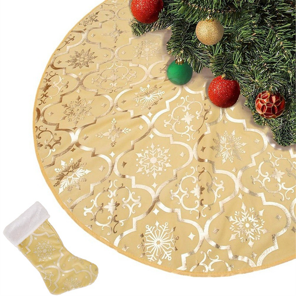 48 Inch Christmas Tree Skirt Xmas Soft Cover Mat Decor,Gold