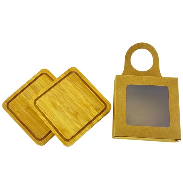 Made in SA Bamboo Coasters Set of 2 with Bottle Holder Gift Box