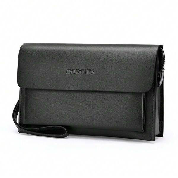 Mens trending clutch handbag with wrist belt multple pockets
