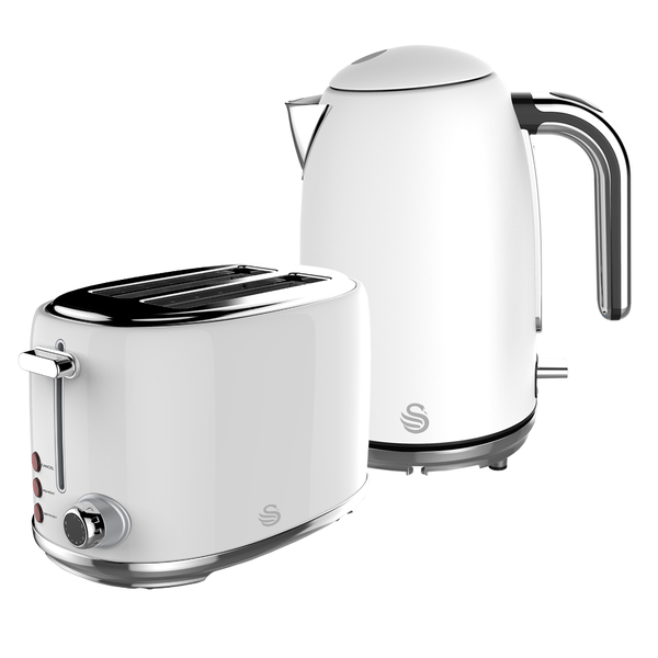 Swan 1,7 Litre cordless Kettle &amp; 2 Slice Toaster Pearl White