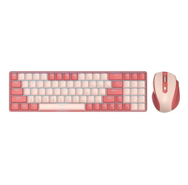 Sleek Wireless Keyboard and Mouse Combo in Red/Pink - Colorful Style