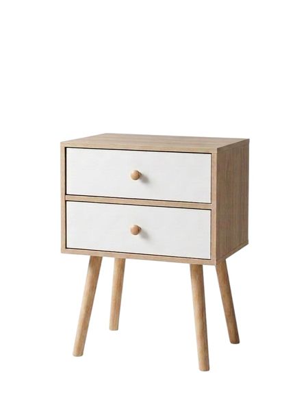 2 Drawer Bedside Table - Modern Wooden Nightstand (Brown)-020