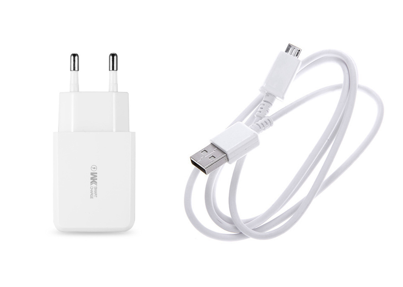 WK Design 2-Port USB Wall Charger with MICRO USB Charging Cable - White