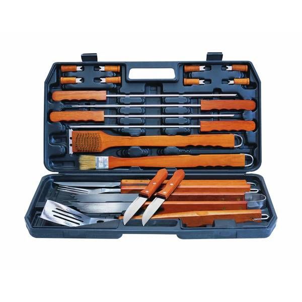 Wooden BBQ Tool Set 21 Piece
