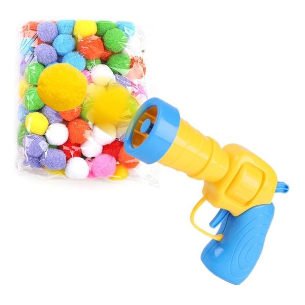 Toy Pet Chasing Soft Pom Pom Balls And Gun Shooter -13.5cm
