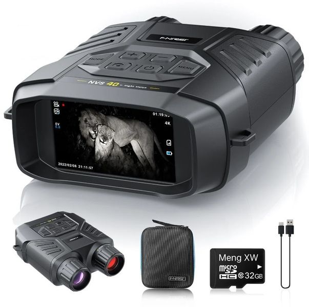 Dual HD IR Night Vision Binoculars with X6 Zoom, 4K Video &amp; Photo Camera