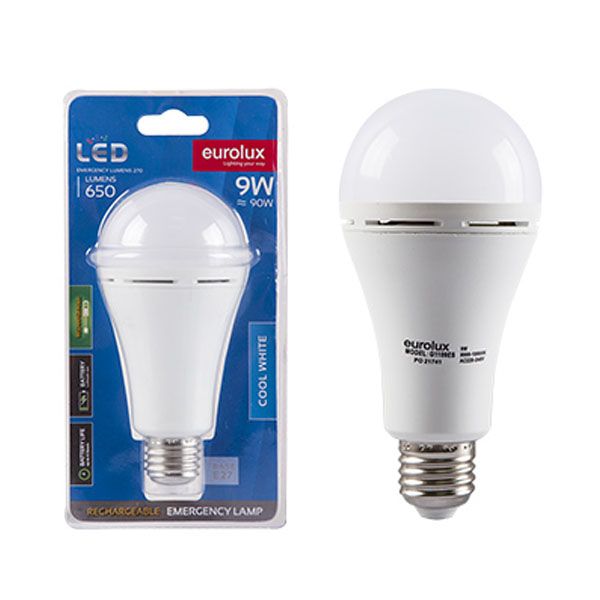 Eurolux - Rechargeable E27 LED 9w Blister Globe