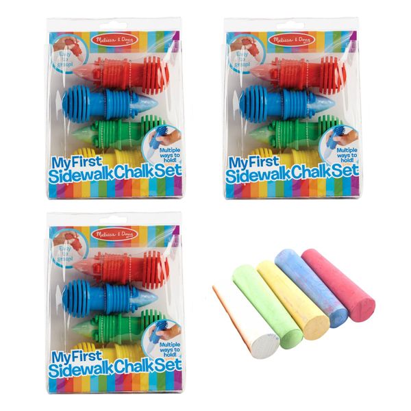 Melissa &amp; Doug - Sidewalk Chalk Sets - 3 Pack with 5 Refill Chalk Sticks