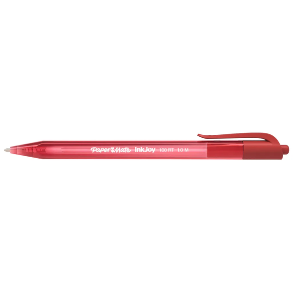 Paper Mate- InkJoy Ball Pen Retractable Medium Nib- Red 6×