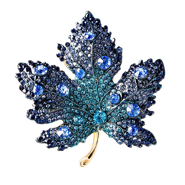 Heavy Industry Crystal Maple Leaf Brooch