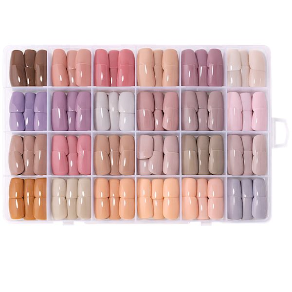 720 Piece Almond Shape Glossy Press-On Nail Kit - Multi-Colour